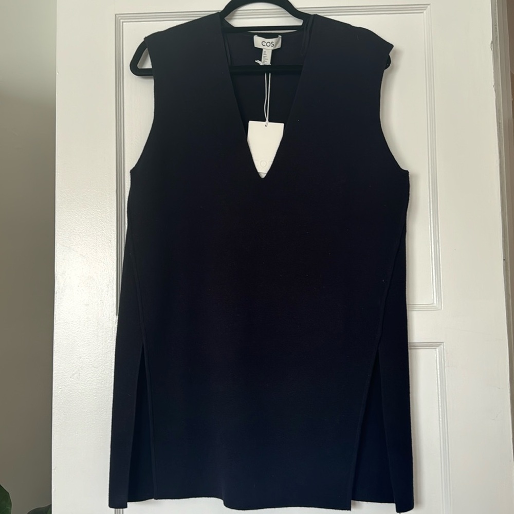 COS Navy Long, V-NeckSweater Vest